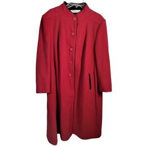 3128)Vintage Alorna Long Red Wool Buttons Coat Medium?